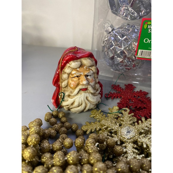 Holiday Style Christmas Ornaments Santa Sleigh Beads Snowflakes Tree Lot - Picture 2 of 6